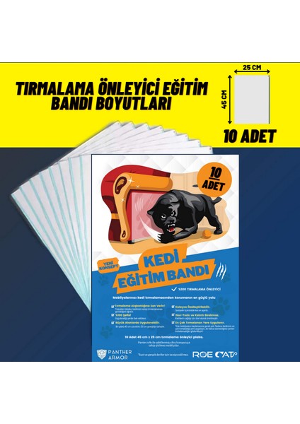 Panther Armor, Premium Kedi Tırmalama Önleyici, Şeffaf, Non-Toxic, 45 x 25 cm