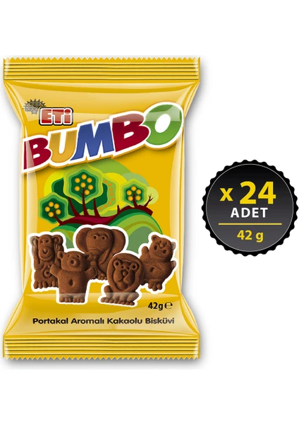 Bumbo Portakal Aromalı Kakaolu Bisküvi 42 g x 24 Adet