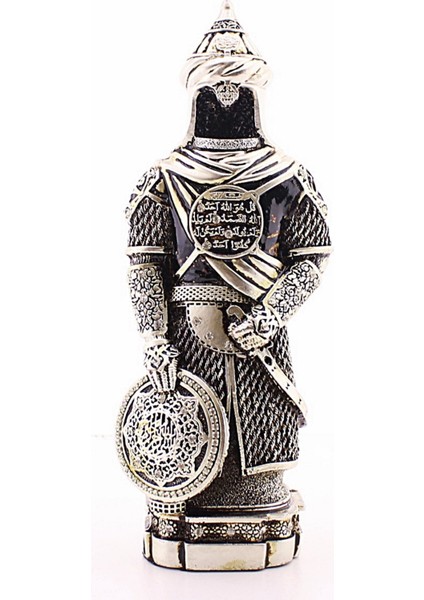 Zırhlı Cevşen Ayetli Asker Gümüş Biblo 3 Boyutlu Küçük Boy 24 CM-022