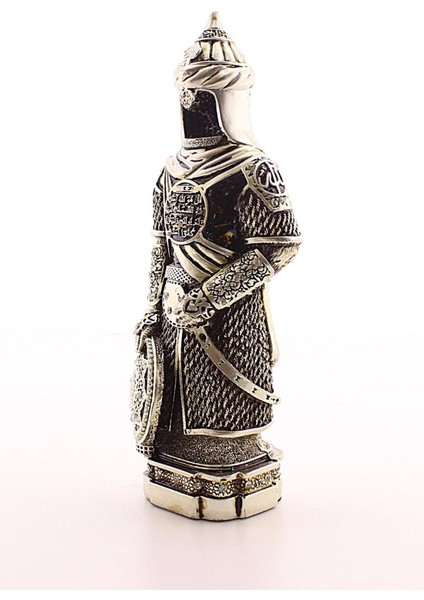 Zırhlı Cevşen Ayetli Asker Gümüş Biblo 3 Boyutlu Küçük Boy 24 CM-022