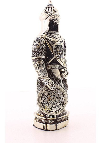Zırhlı Cevşen Ayetli Asker Gümüş Biblo 3 Boyutlu Küçük Boy 24 CM-022