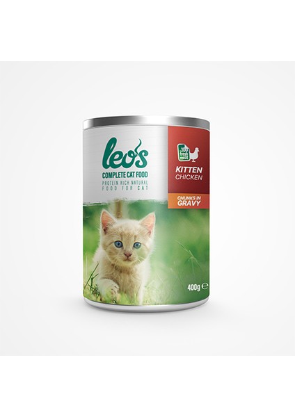 Leos Tavuk Parça Etli Soslu Yavru Kedi Konservesi 6X400 gr