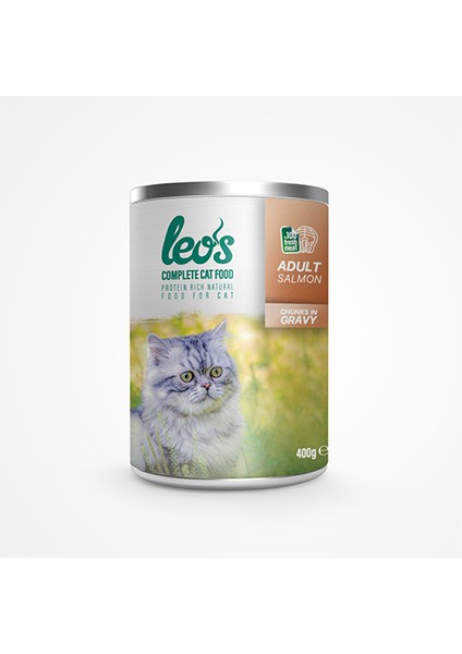 Leos Somon Parça Etli Soslu Kedi Konservesi 24X400 gr