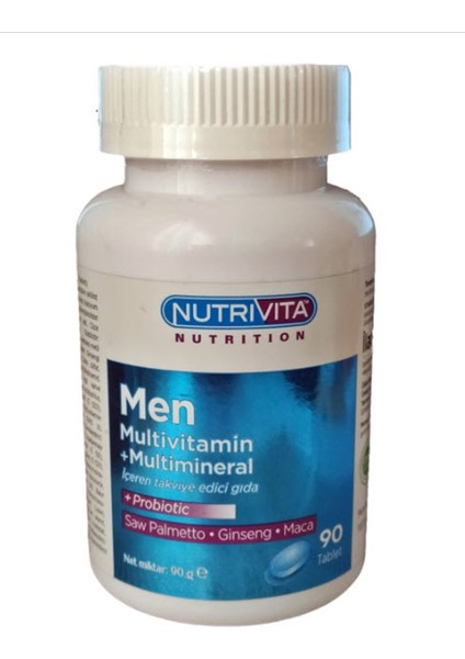 Men Multivitamin Multimineral Probiyotik Ginseng Maca 90 Tablet