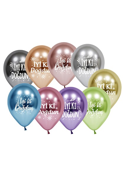 Iyi Ki Doğdun Baskılı Krom Latex Balon 50 Adet