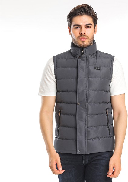 ZULA IN Erkek Slim Fit Yelek Gri