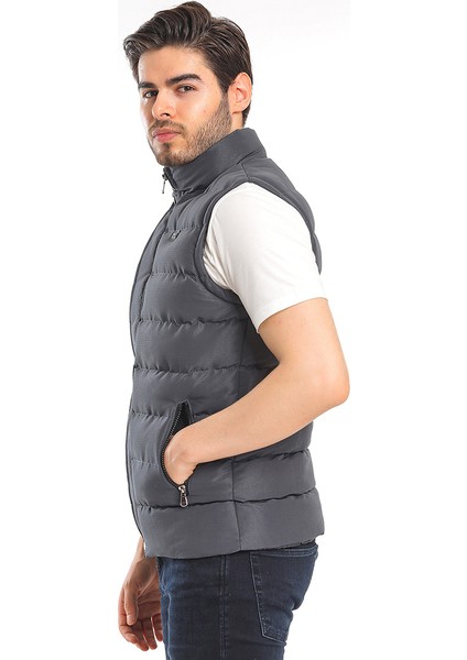 ZULA IN Erkek Slim Fit Yelek Gri