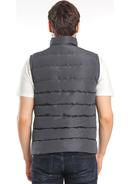 ZULA IN Erkek Slim Fit Yelek Gri
