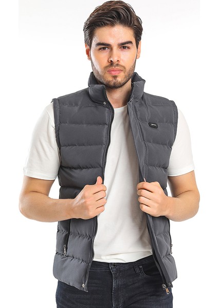 ZULA IN Erkek Slim Fit Yelek Gri