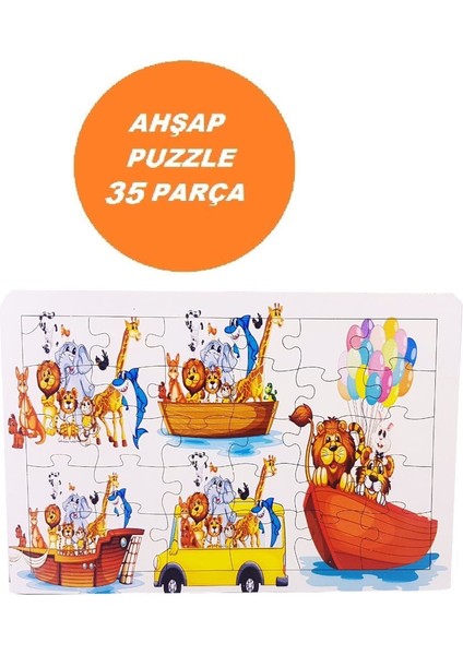 Woodylife Aslan ve Arkadaşları 35 Parça Puzzle Yapboz Eğitici Çocuk Oyuncak modelleri
