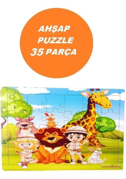 Woodylife Safari Hayvanları 35 Parça Puzzle Yapboz Eğitici Çocuk Oyuncak modelleri