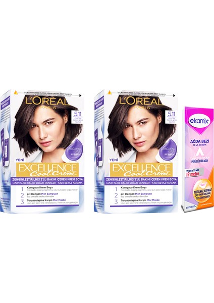 Loreal Paris L'oréal Paris Excellance Cool Creme 5.11 Extra Açık Küllü Kahverengi Saç Boyası 2 Adet