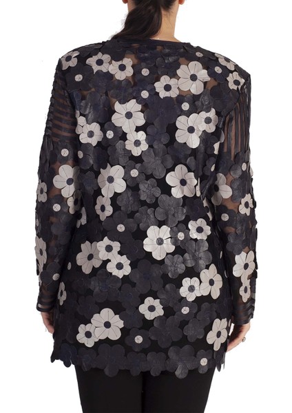 Hakiki Deri'den Papatya Desenli Kadın Uzun Ceketi fırsatları