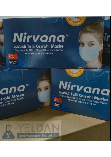 Marka Siyah Elastik Kulaklı Meltblown Maske - ( 50 Adet) - (Tıp 2r) -