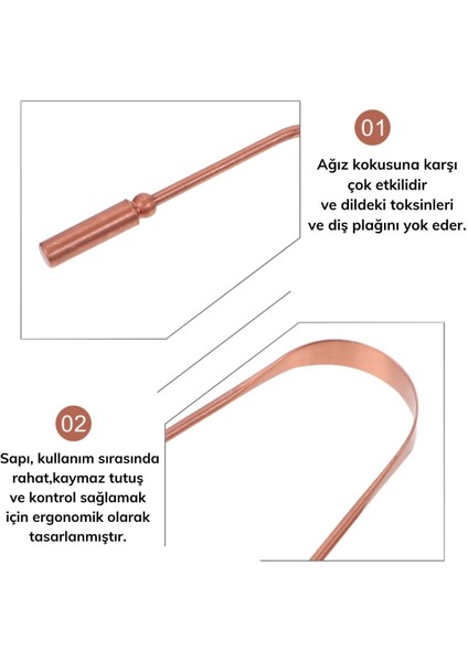 Bakır Oil Pulling Yağ Çekme Dil Plak Temizleme Aleti Dil Fırçası Sıyırıcı Dil Kaşığı