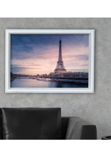 Gift Eiffel Tower Tasarımlı Özel Ahşap Çerçeveli Tablo 46X66CM-1