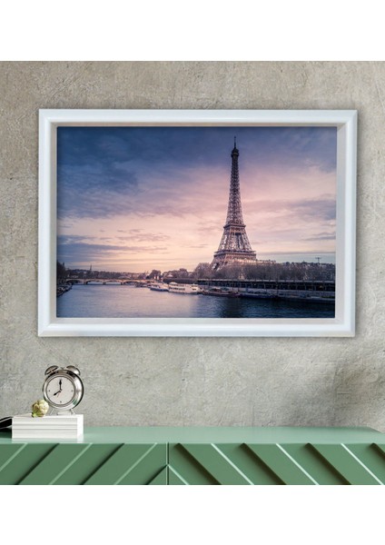 Gift Eiffel Tower Tasarımlı Özel Ahşap Çerçeveli Tablo 46X66CM-1