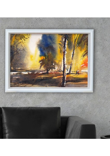 Bk Gift Ağaçlar Tasarımlı Özel Ahşap Çerçeveli Tablo 46X66CM-5