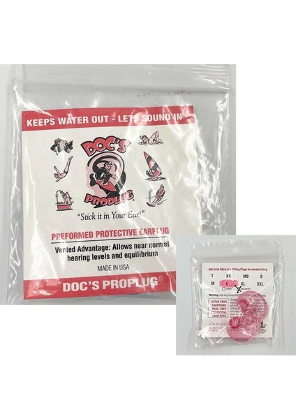 DOC'S PROPLUGS Kulak Tıkacı, Poşetli, Deliksiz,Yüzme için, Çocuk Size S