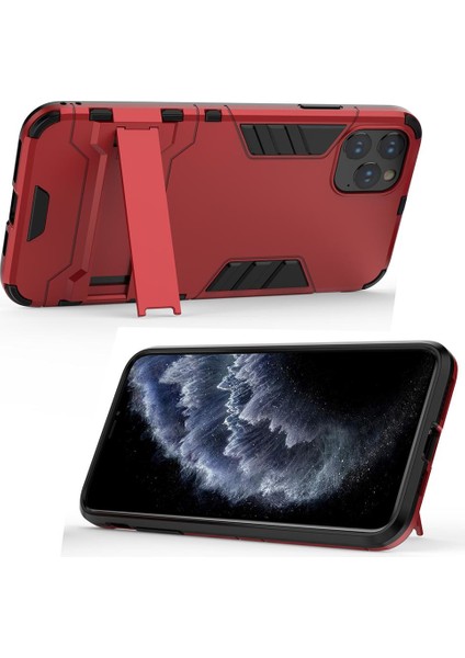 iPhone 11 Pro Max İçin Çift Katmanlı Tpu Pc Hibrit Korumalı Standlı Kılıf (Yurt Dışından)