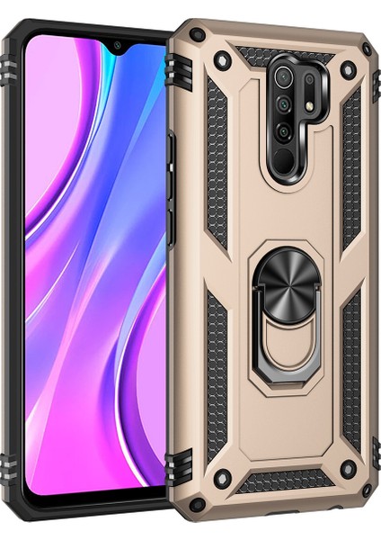 Xiaomi Redmi 9 İçin Çift Katmanlı Halkalı Standlı Kılıf (Yurt Dışından)