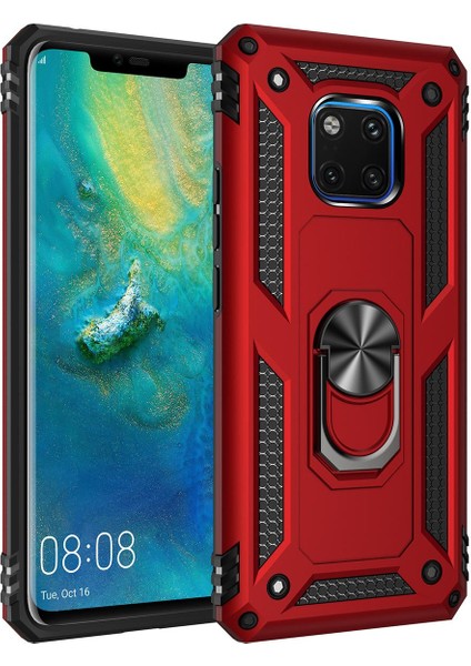 Huawei Mate 20 Pro İçin Çift Katmanlı Halkalı Standlı ShockProof Kılıf (Yurt Dışından)