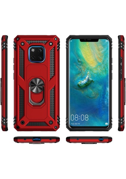 Huawei Mate 20 Pro İçin Çift Katmanlı Halkalı Standlı ShockProof Kılıf (Yurt Dışından)