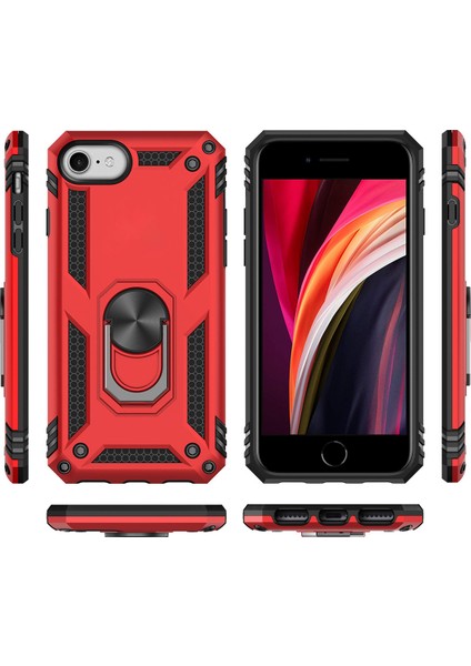 iPhone Se 2020 / iPhone 7 / 8 İçin Çift Katmanlı Halkalı Standlı ShockProof Kılıf (Yurt Dışından)