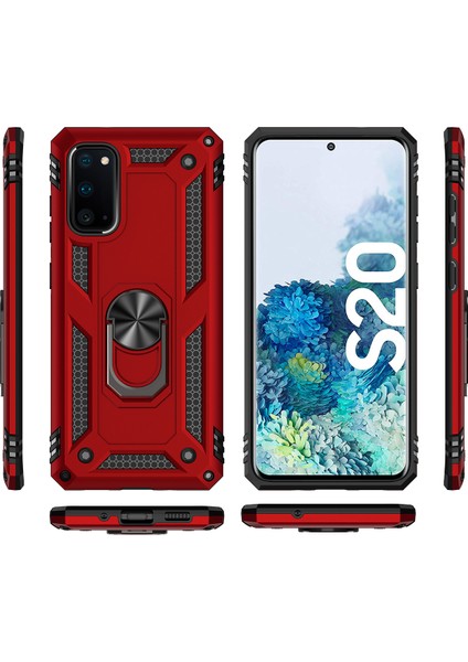 Samsung Galaxy S20 İçin Çift Katmanlı Halkalı Standlı ShockProof Kılıf (Yurt Dışından)