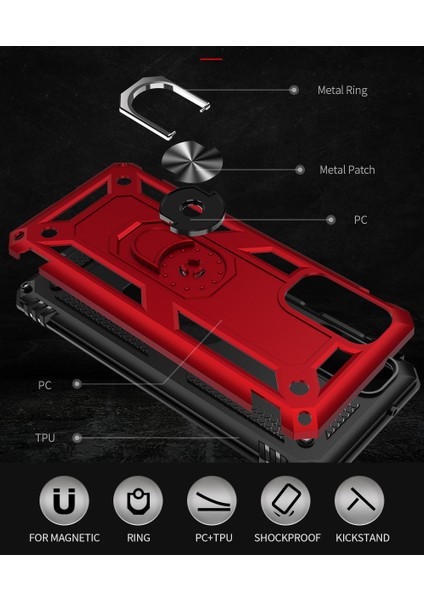 Samsung Galaxy S20 İçin Çift Katmanlı Halkalı Standlı ShockProof Kılıf (Yurt Dışından)