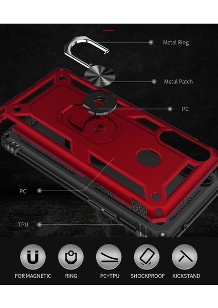 Samsung Galaxy A20S İçin Çift Katmanlı Halkalı Standlı ShockProof Kılıf (Yurt Dışından) modelleri