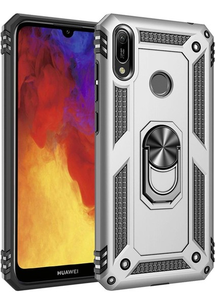Huawei Y6 2019 / Y6 Prime 2019 İçin Çift Katmanlı Halkalı Standlı ShockProof Kılıf (Yurt Dışından)