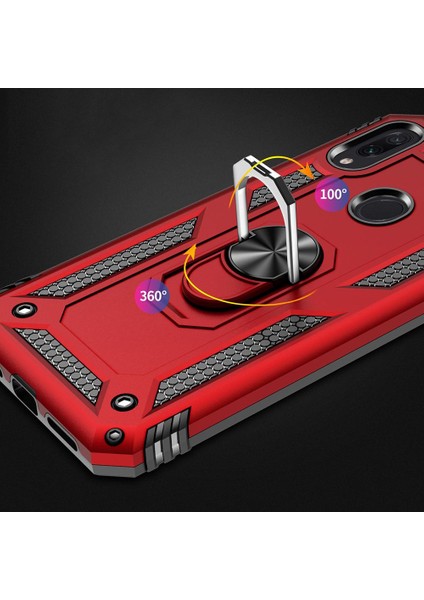 Huawei Y6 2019 / Y6 Prime 2019 İçin Çift Katmanlı Halkalı Standlı ShockProof Kılıf (Yurt Dışından)