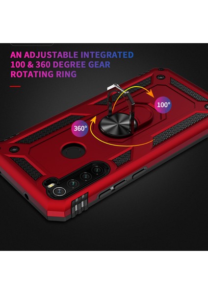 Xiaomi Redmi Note 8 İçin Çift Katmanlı Halkalı Standlı ShockProof Kılıf (Yurt Dışından) fırsatları