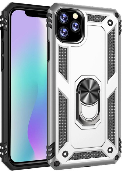 iPhone 11 Pro Max İçin Çift Katmanlı Halkalı Standlı ShockProof Kılıf (Yurt Dışından)