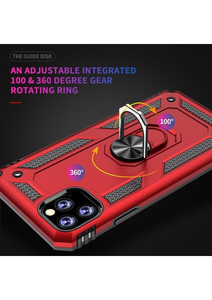 iPhone 11 Pro Max İçin Çift Katmanlı Halkalı Standlı ShockProof Kılıf (Yurt Dışından)