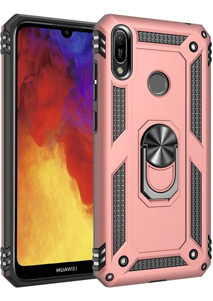 Huawei Y6 2019 / Y6 Prime 2019 İçin Çift Katmanlı Halkalı Standlı ShockProof Kılıf (Yurt Dışından)