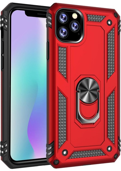 iPhone 11 Pro Max İçin Çift Katmanlı Halkalı Standlı ShockProof Kılıf (Yurt Dışından)