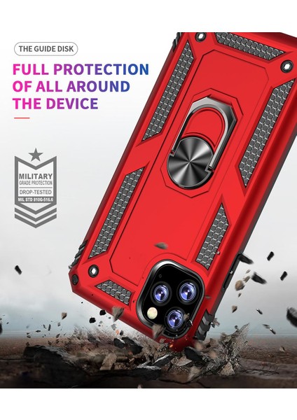 iPhone 11 Pro Max İçin Çift Katmanlı Halkalı Standlı ShockProof Kılıf (Yurt Dışından)