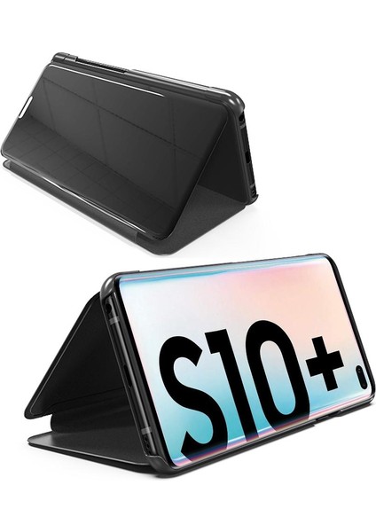 Samsung Galaxy S10 Plus İçin Pc Pu Deri Standlı Pencereli Kılıf (Yurt Dışından)