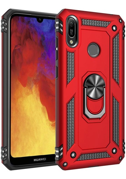 Huawei Y6 2019 / Y6 Prime 2019 İçin Çift Katmanlı Halkalı Standlı ShockProof Kılıf (Yurt Dışından)