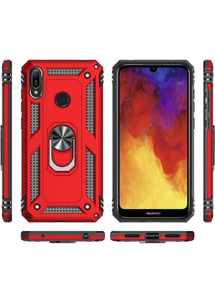 Huawei Y6 2019 / Y6 Prime 2019 İçin Çift Katmanlı Halkalı Standlı ShockProof Kılıf (Yurt Dışından)