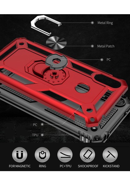 Huawei Y6 2019 / Y6 Prime 2019 İçin Çift Katmanlı Halkalı Standlı ShockProof Kılıf (Yurt Dışından)