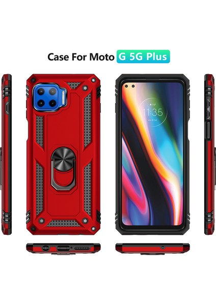 Motorola Moto G 5G Plus İçin Çift Katmanlı Halkalı Standlı Kılıf (Yurt Dışından)