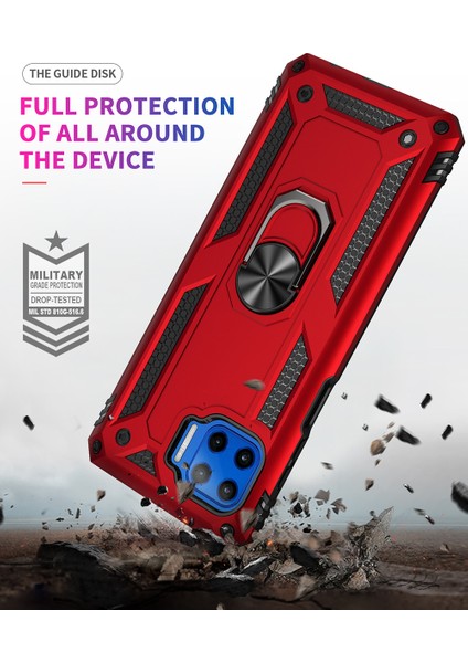 Motorola Moto G 5G Plus İçin Çift Katmanlı Halkalı Standlı Kılıf (Yurt Dışından)