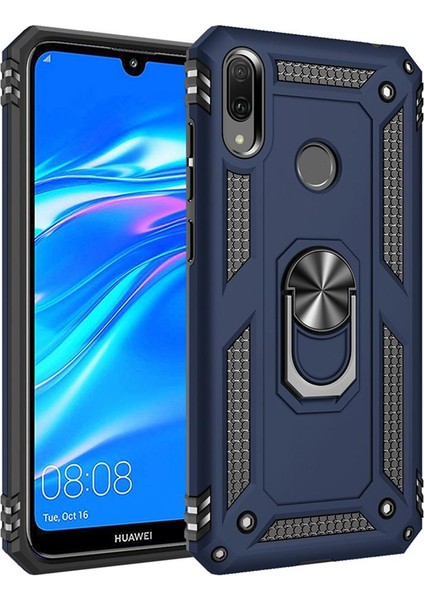 Huawei Y7 2019 / Y7 Prime 2019 İçin Çift Katmanlı Halkalı Standlı ShockProof Kılıf (Yurt Dışından)