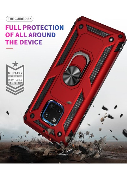 Huawei Mate 20 Pro İçin Çift Katmanlı Halkalı Standlı ShockProof Kılıf (Yurt Dışından)