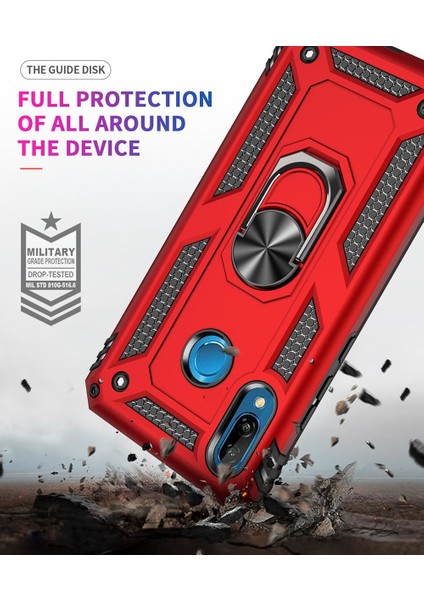 Huawei P20 Lite İçin Çift Katmanlı Halkalı Standlı ShockProof Kılıf (Yurt Dışından)