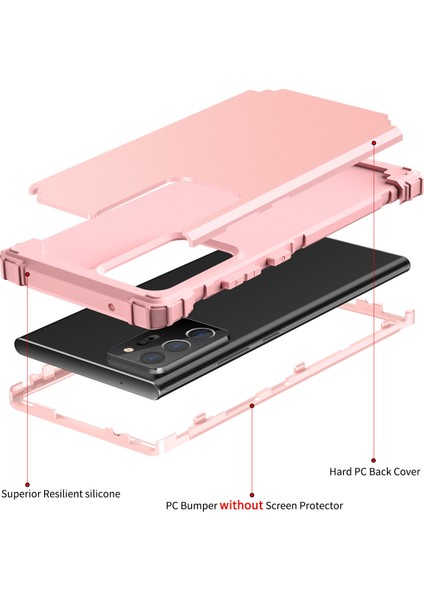 Samsung Galaxy Note 20 Ultra İçin Yumuşak Silikon Pc Bumper 3'ü 1 Arada ShockProof Korumalı Kılıf (Yurt Dışından)