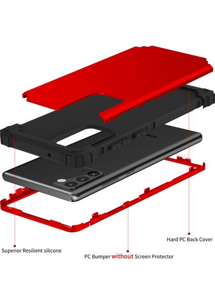Samsung Galaxy Note 20 İçin Yumuşak Silikon Pc Bumper 3'ü 1 Arada ShockProof Korumalı Kılıf (Yurt Dışından)